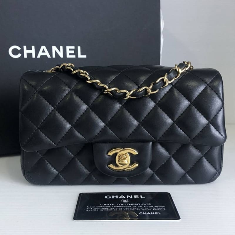Chanel Lambskin Flap Bag Gold-Tone Metal Black Chanel Lambskin Flap Bag Gold-Tone Metal Black